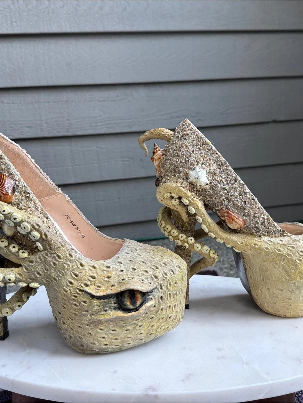 Octopus Tentacle Platform Heels in Sand